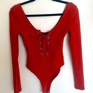 Super cute orange bodysuit off shoulder size small